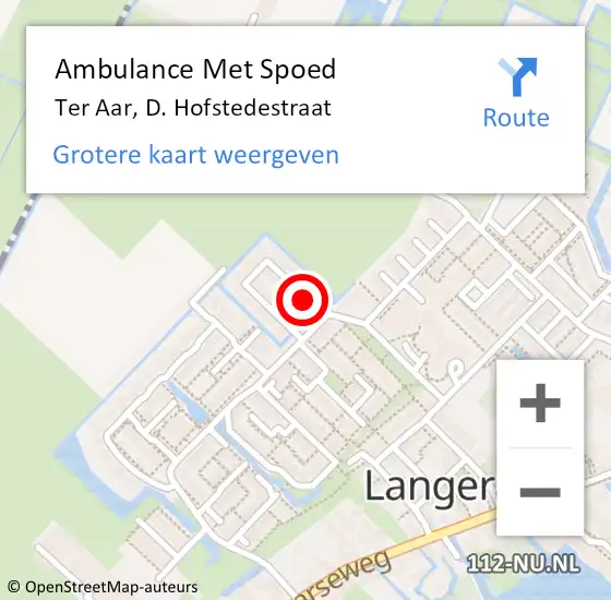 Locatie op kaart van de 112 melding: Ambulance Met Spoed Naar Ter Aar, D. Hofstedestraat op 12 maart 2017 11:58