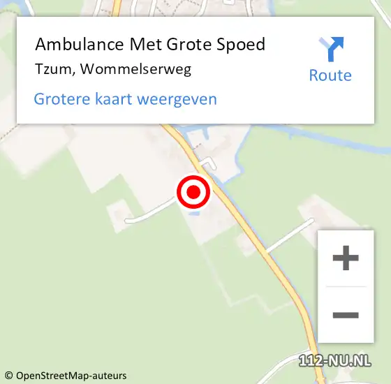 Locatie op kaart van de 112 melding: Ambulance Met Grote Spoed Naar Tzum, Wommelserweg op 12 maart 2017 12:03