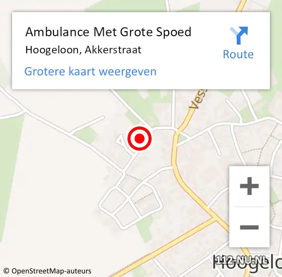 Locatie op kaart van de 112 melding: Ambulance Met Grote Spoed Naar Hoogeloon, Akkerstraat op 12 maart 2017 12:09