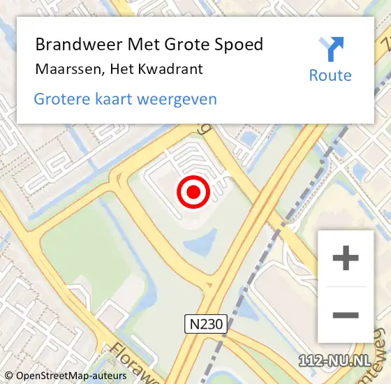 Locatie op kaart van de 112 melding: Brandweer Met Grote Spoed Naar Maarssen, Het Kwadrant op 12 maart 2017 12:25