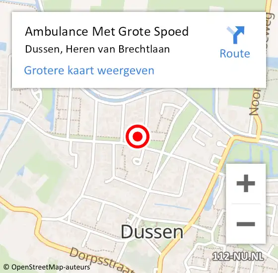 Locatie op kaart van de 112 melding: Ambulance Met Grote Spoed Naar Dussen, Heren van Brechtlaan op 12 maart 2017 12:26