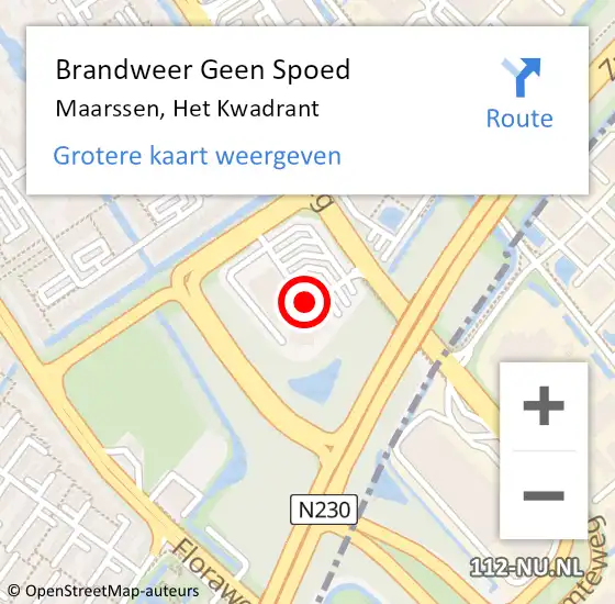 Locatie op kaart van de 112 melding: Brandweer Geen Spoed Naar Maarssen, Het Kwadrant op 12 maart 2017 12:31