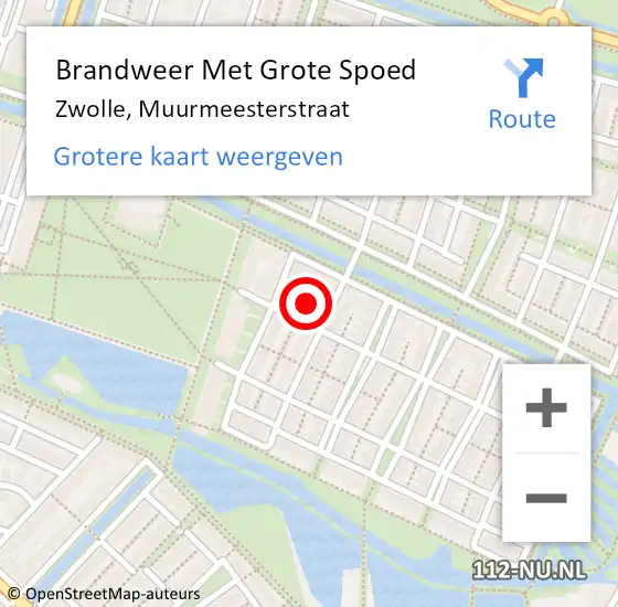 Locatie op kaart van de 112 melding: Brandweer Met Grote Spoed Naar Zwolle, Muurmeesterstraat op 12 maart 2017 12:42