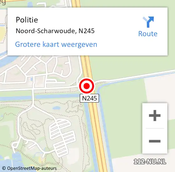 Locatie op kaart van de 112 melding: Politie Noord-Scharwoude, N245 op 12 maart 2017 14:39