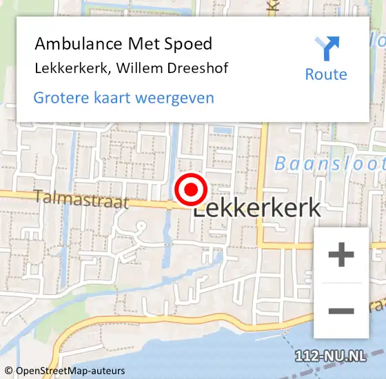 Locatie op kaart van de 112 melding: Ambulance Met Spoed Naar Lekkerkerk, Willem Dreeshof op 12 maart 2017 15:05