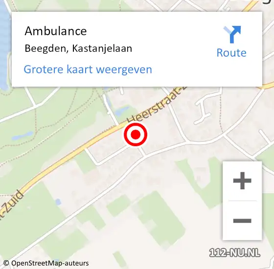 Locatie op kaart van de 112 melding: Ambulance Beegden, Kastanjelaan op 12 maart 2017 15:42