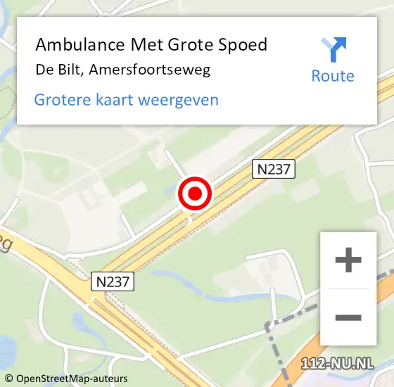Locatie op kaart van de 112 melding: Ambulance Met Grote Spoed Naar De Bilt, Amersfoortseweg op 12 maart 2017 16:08