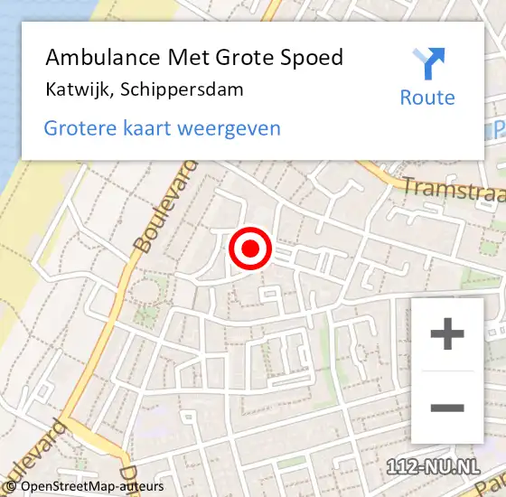 Locatie op kaart van de 112 melding: Ambulance Met Grote Spoed Naar Katwijk, Schippersdam op 12 maart 2017 16:11