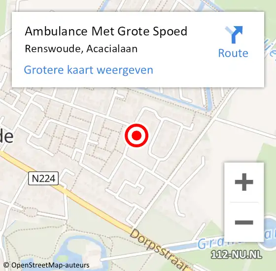 Locatie op kaart van de 112 melding: Ambulance Met Grote Spoed Naar Renswoude, Acacialaan op 13 januari 2014 18:39