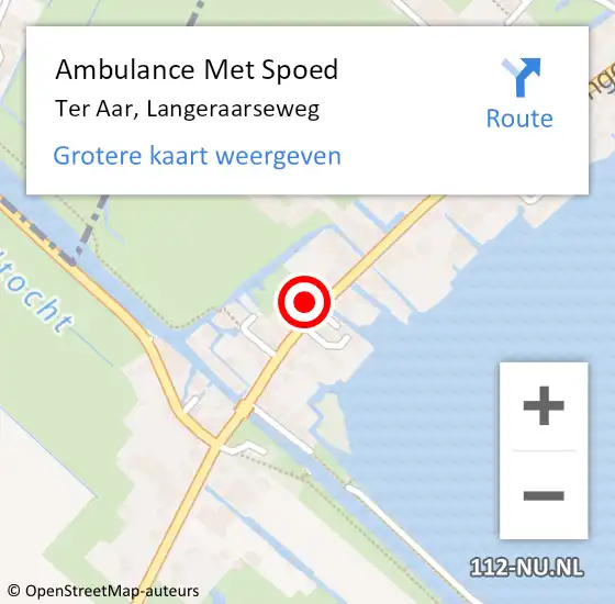 Locatie op kaart van de 112 melding: Ambulance Met Spoed Naar Ter Aar, Langeraarseweg op 12 maart 2017 18:28