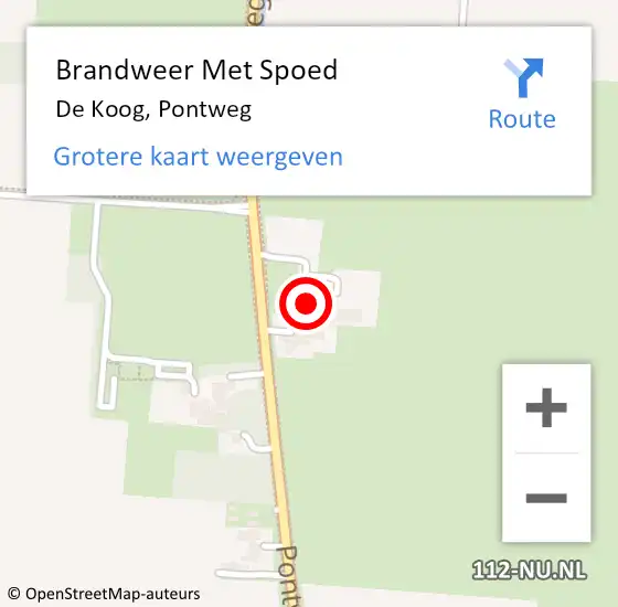 Locatie op kaart van de 112 melding: Brandweer Met Spoed Naar De Koog, Pontweg op 12 maart 2017 19:43