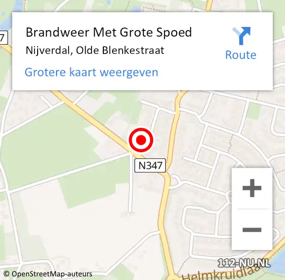 Locatie op kaart van de 112 melding: Brandweer Met Grote Spoed Naar Nijverdal, Olde Blenkestraat op 12 maart 2017 19:45