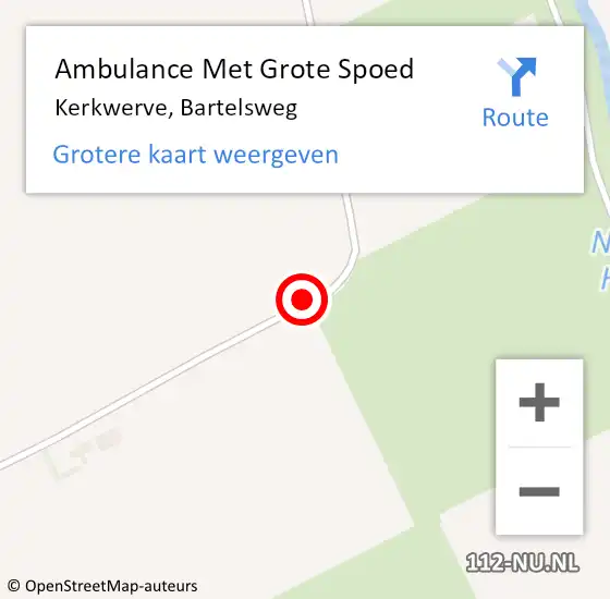 Locatie op kaart van de 112 melding: Ambulance Met Grote Spoed Naar Kerkwerve, Bartelsweg op 19 september 2013 09:56