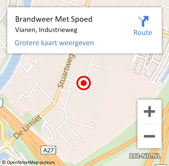 Locatie op kaart van de 112 melding: Brandweer Met Spoed Naar Vianen, Industrieweg op 12 maart 2017 21:12