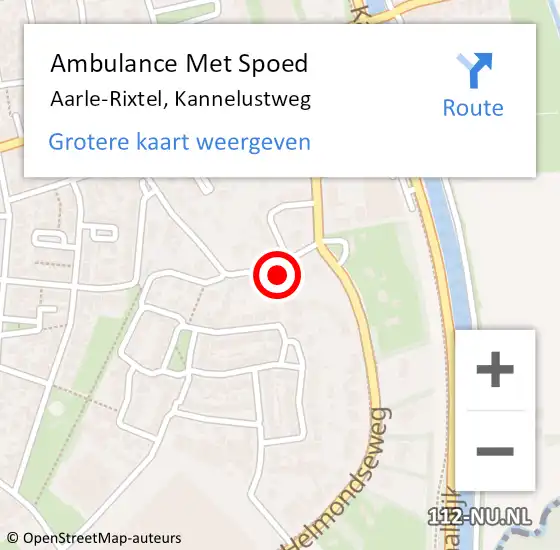 Locatie op kaart van de 112 melding: Ambulance Met Spoed Naar Aarle-Rixtel, Kannelustweg op 12 maart 2017 21:18