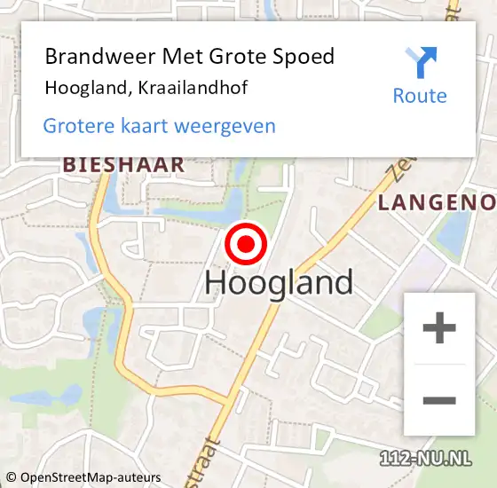 Locatie op kaart van de 112 melding: Brandweer Met Grote Spoed Naar Hoogland, Kraailandhof op 12 maart 2017 21:39