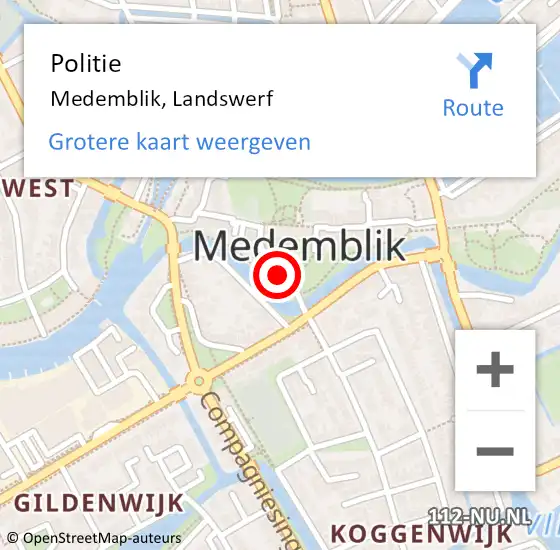 Locatie op kaart van de 112 melding: Politie Medemblik, Landswerf op 12 maart 2017 21:40