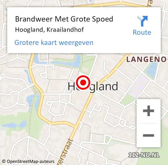 Locatie op kaart van de 112 melding: Brandweer Met Grote Spoed Naar Hoogland, Kraailandhof op 12 maart 2017 21:41