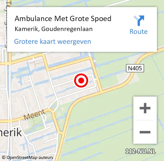 Locatie op kaart van de 112 melding: Ambulance Met Grote Spoed Naar Kamerik, Goudenregenlaan op 12 maart 2017 22:50