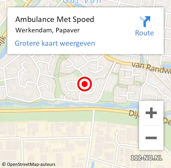 Locatie op kaart van de 112 melding: Ambulance Met Spoed Naar Werkendam, Papaver op 12 maart 2017 23:37