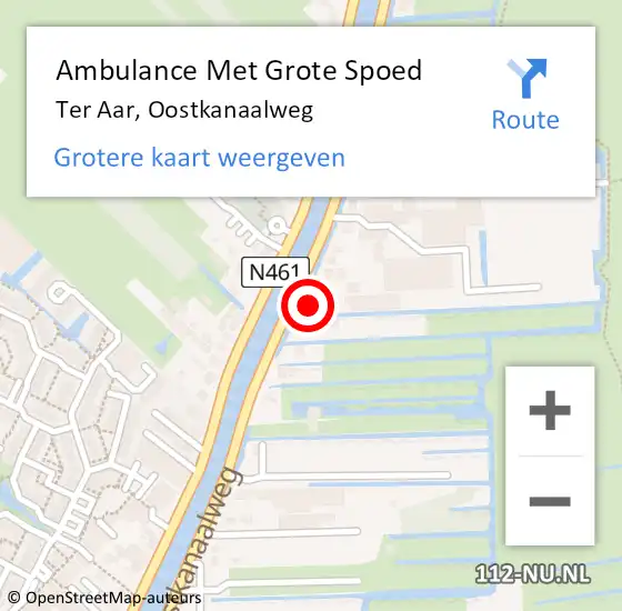 Locatie op kaart van de 112 melding: Ambulance Met Grote Spoed Naar Ter Aar, Oostkanaalweg op 13 januari 2014 18:57