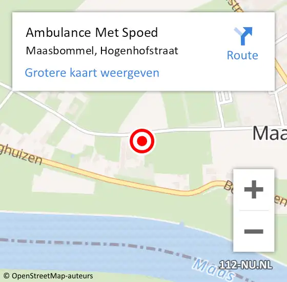 Locatie op kaart van de 112 melding: Ambulance Met Spoed Naar Maasbommel, Hogenhofstraat op 13 maart 2017 01:35