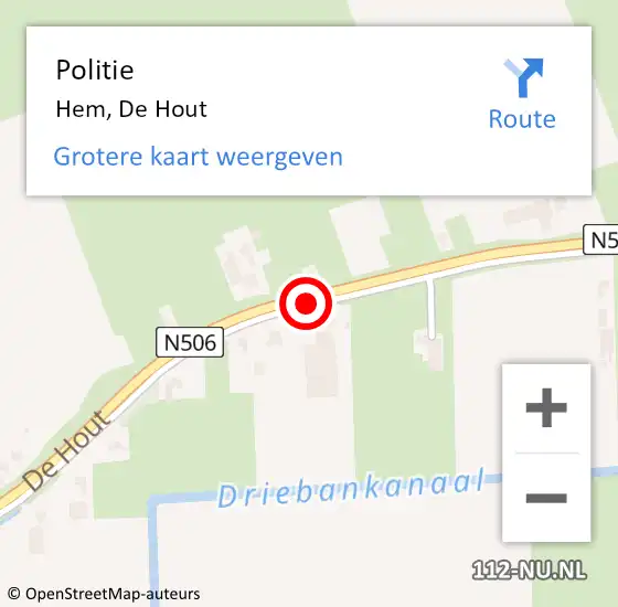 Locatie op kaart van de 112 melding: Politie Hem, De Hout op 13 maart 2017 03:24