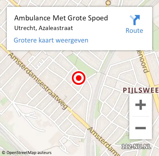 Locatie op kaart van de 112 melding: Ambulance Met Grote Spoed Naar Utrecht, Azaleastraat op 13 maart 2017 05:11