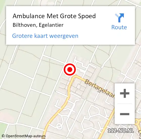 Locatie op kaart van de 112 melding: Ambulance Met Grote Spoed Naar Bilthoven, Egelantier op 13 maart 2017 05:33
