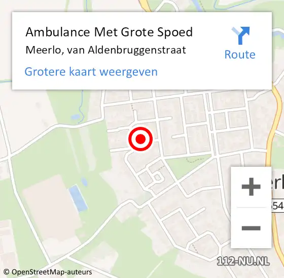 Locatie op kaart van de 112 melding: Ambulance Met Grote Spoed Naar Meerlo, van Aldenbruggenstraat op 13 maart 2017 06:02