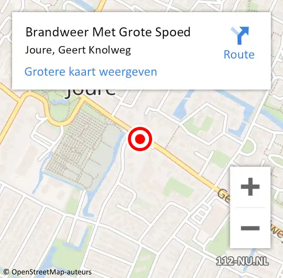 Locatie op kaart van de 112 melding: Brandweer Met Grote Spoed Naar Joure, Geert Knolweg op 13 maart 2017 06:31