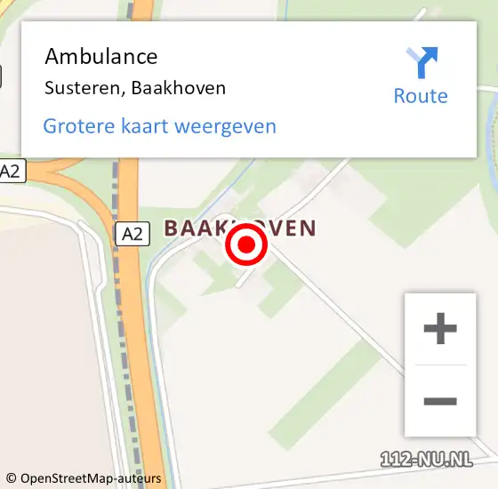 Locatie op kaart van de 112 melding: Ambulance Susteren, Baakhoven op 13 maart 2017 06:52