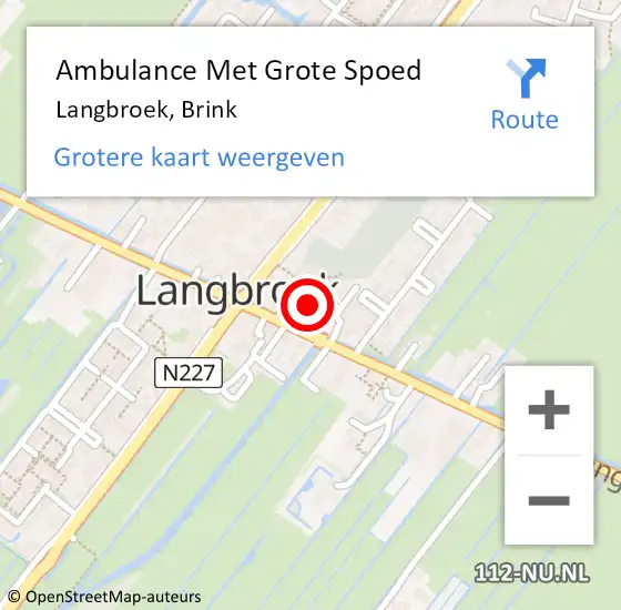 Locatie op kaart van de 112 melding: Ambulance Met Grote Spoed Naar Langbroek, Brink op 13 maart 2017 07:11