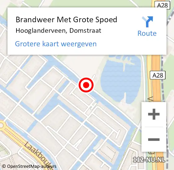 Locatie op kaart van de 112 melding: Brandweer Met Grote Spoed Naar Hooglanderveen, Domstraat op 13 maart 2017 07:22