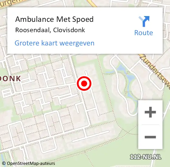 Locatie op kaart van de 112 melding: Ambulance Met Spoed Naar Roosendaal, Clovisdonk op 13 maart 2017 07:41