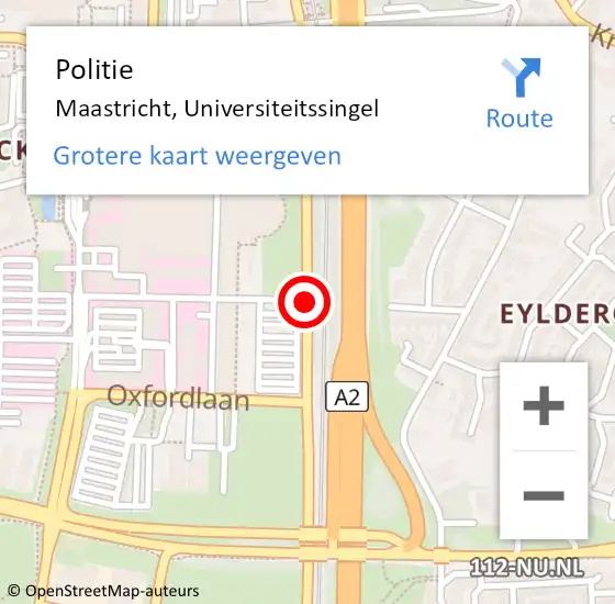 Locatie op kaart van de 112 melding: Politie Maastricht, Universiteitssingel op 13 maart 2017 07:47