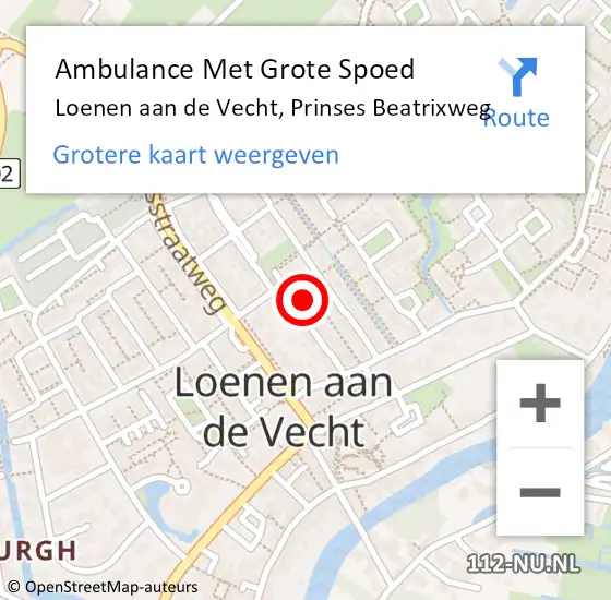 Locatie op kaart van de 112 melding: Ambulance Met Grote Spoed Naar Loenen aan de Vecht, Prinses Beatrixweg op 13 maart 2017 07:51