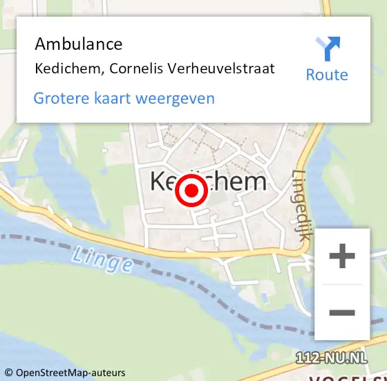 Locatie op kaart van de 112 melding: Ambulance Kedichem, Cornelis Verheuvelstraat op 13 maart 2017 08:14