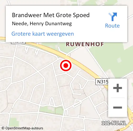 Locatie op kaart van de 112 melding: Brandweer Met Grote Spoed Naar Neede, Henry Dunantweg op 13 maart 2017 08:20