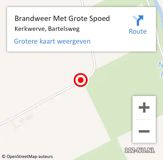 Locatie op kaart van de 112 melding: Brandweer Met Grote Spoed Naar Kerkwerve, Bartelsweg op 19 september 2013 09:59