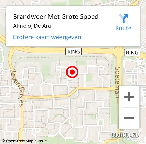 Locatie op kaart van de 112 melding: Brandweer Met Grote Spoed Naar Almelo, De Ara op 13 januari 2014 19:24