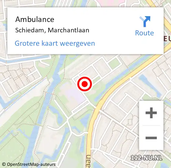 Locatie op kaart van de 112 melding: Ambulance Schiedam, Marchantlaan op 13 maart 2017 09:01