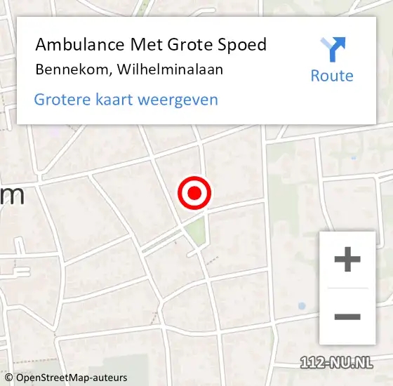 Locatie op kaart van de 112 melding: Ambulance Met Grote Spoed Naar Bennekom, Wilhelminalaan op 13 maart 2017 09:04