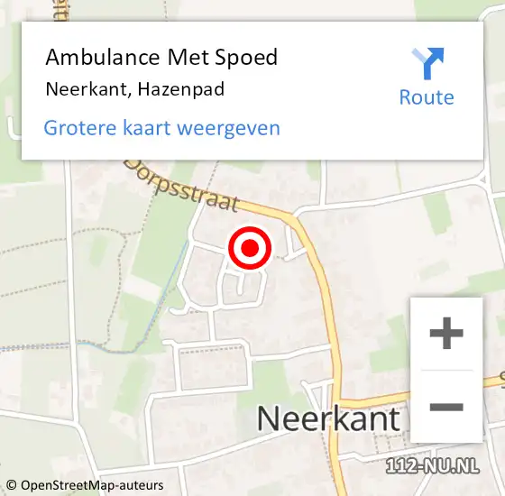 Locatie op kaart van de 112 melding: Ambulance Met Spoed Naar Neerkant, Hazenpad op 13 maart 2017 09:50