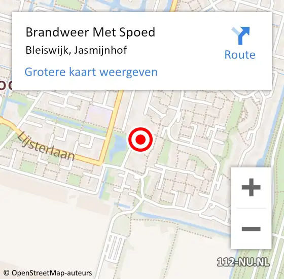 Locatie op kaart van de 112 melding: Brandweer Met Spoed Naar Bleiswijk, Jasmijnhof op 13 maart 2017 09:59