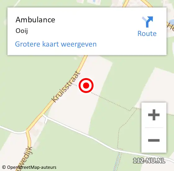Locatie op kaart van de 112 melding: Ambulance Ooij op 13 maart 2017 10:40