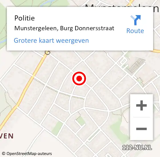 Locatie op kaart van de 112 melding: Politie Munstergeleen, Burg Donnersstraat op 13 maart 2017 10:51