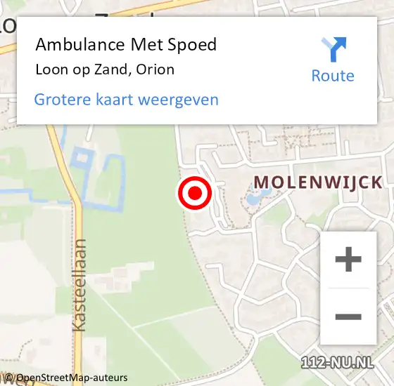 Locatie op kaart van de 112 melding: Ambulance Met Spoed Naar Loon op Zand, Orion op 13 maart 2017 11:58