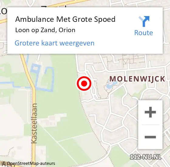 Locatie op kaart van de 112 melding: Ambulance Met Grote Spoed Naar Loon op Zand, Orion op 13 maart 2017 11:58