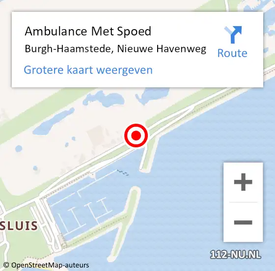 Locatie op kaart van de 112 melding: Ambulance Met Spoed Naar Burgh-Haamstede, Nieuwe Havenweg op 13 maart 2017 13:54